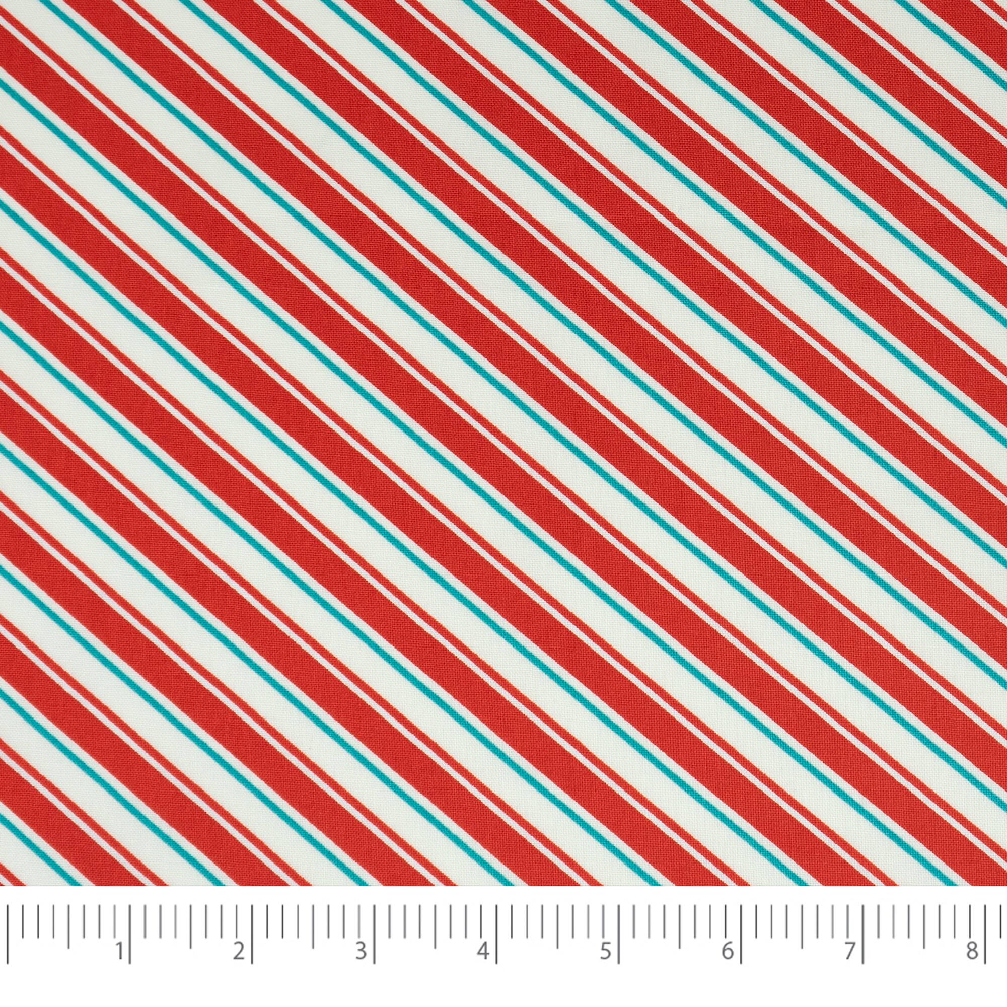 SINGER Christmas Diagonal Stripe Cotton Fabric